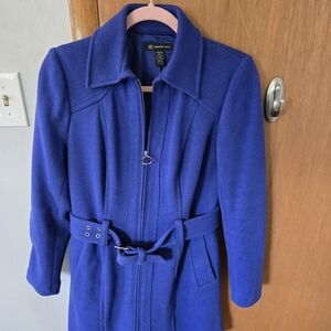 INC International Concepts Royal Blue Trench Coat Size XS.